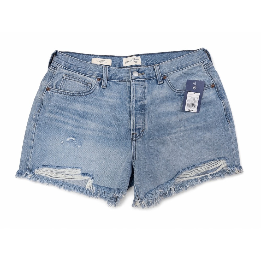 Universal Thread Womens Mid Rise Distressed Denim Shorts Light Wash Blue Size 10